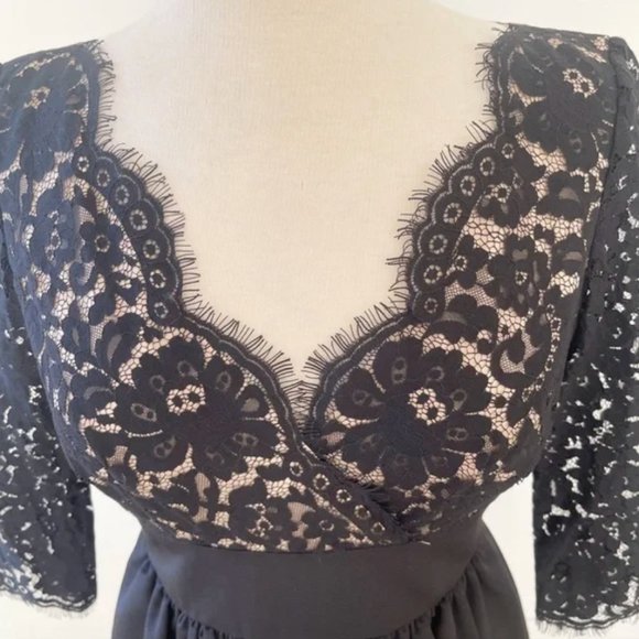 Eliza J Faille Scalloped Fit & Flare Lace Cocktail Black Dress | 2 - Picture 4 of 14
